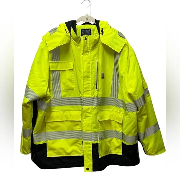 Carhartt Men's High-Vis Waterproof Loose Fit Class 3 Jacket - Picture 2 of 14